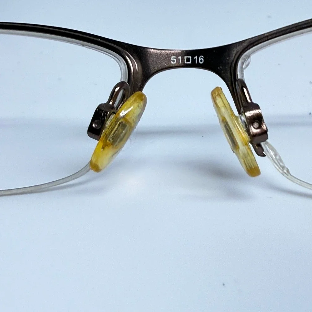 Clarisa 186 Brown Metal Semi Rimless Eyeglass Frames 51-16-135 Rectangular